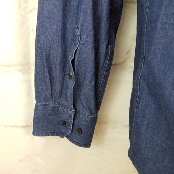 Attitude L Slim-Fit Dark Wash Denim Jean Shirt - Picture 6 of 9